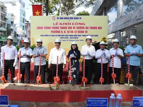 Quận10: Khởi công công trình chỉnh trang vỉa hè đường ba tháng hai, phường 6, 8, 10 và 12
